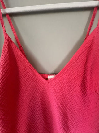 Minca Cheesecloth Camisole with Adjustable Spaghetti Straps - Charcoal, Green, Navy Blue, Pink