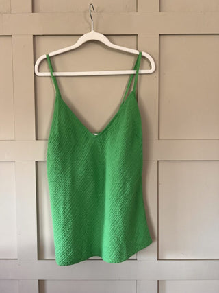 Minca Cheesecloth Camisole with Adjustable Spaghetti Straps - Charcoal, Green, Navy Blue, Pink