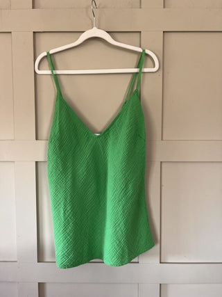 Minca Cheesecloth Camisole with Adjustable Spaghetti Straps - Charcoal, Green, Navy Blue, Pink