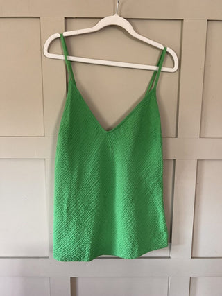 Minca Cheesecloth Camisole with Adjustable Spaghetti Straps - Charcoal, Green, Navy Blue, Pink
