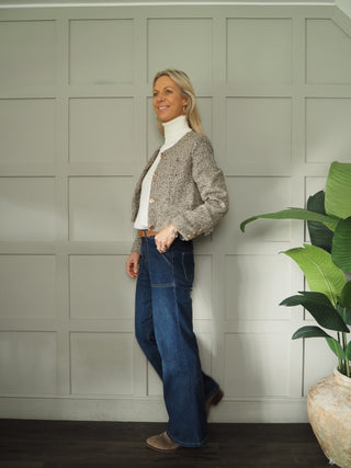 Sevington Tweed Cropped Blazer - Burgundy, Chocolate