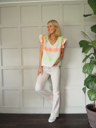 Shania Mid Rise Jeans - Black, Ecru and Oatmeal