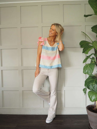 Shania Mid Rise Jeans - Black, Ecru and Oatmeal