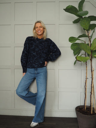 Alegra Fisherman Round Neck Jumper by Moss Copenhagen - Blue