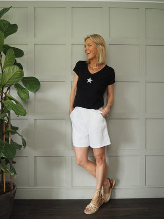 Julietta Linen Shorts - White