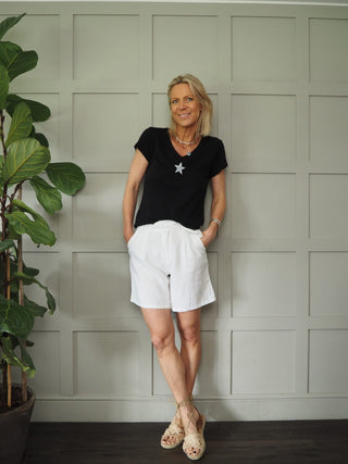 Julietta Linen Shorts - White