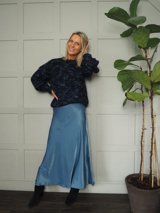 Nicolette Satin Maxi Slip Skirt by Moss Copenhagen - Black, Blue, Dark Khaki, Mushroom