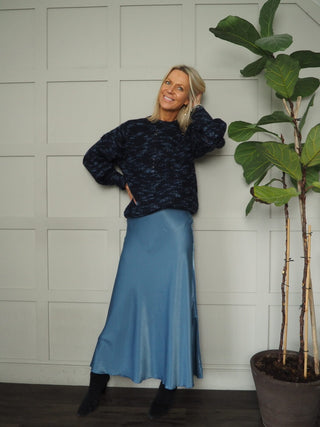 Nicolette Satin Maxi Slip Skirt by Moss Copenhagen - Black, Blue, Dark Khaki, Mushroom