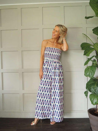 Violetta Jumpsuit &amp; Cardigan Set - Blue and Pink