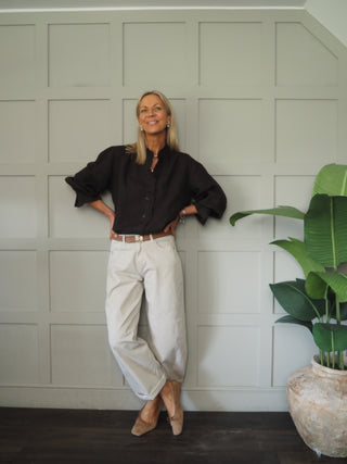 Putney Linen Blouse with Broderie Anglaise Detailing - 8 Colours
