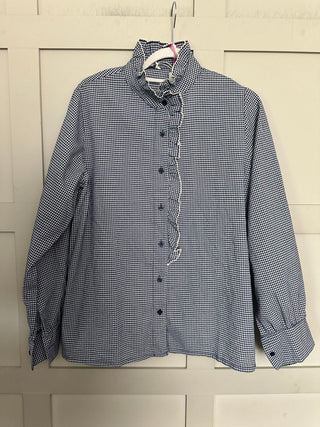 Alberta Gingham Blouse with Long Sleeves - Light Pink, Navy Blue, Stone