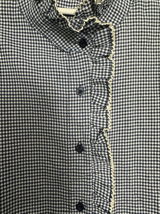 Alberta Gingham Blouse with Long Sleeves - Light Pink, Navy Blue, Stone