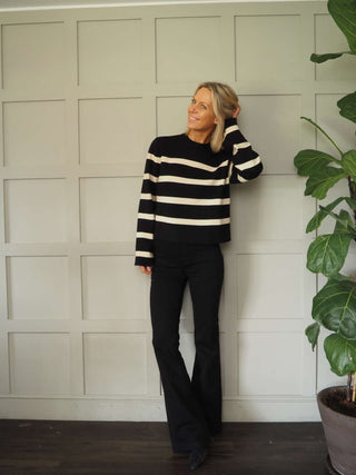 Shania Mid Rise Jeans - Black, Ecru and Oatmeal