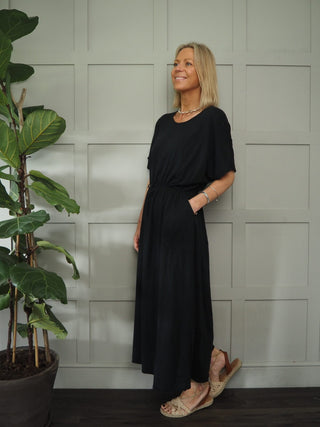 Laura Maxi T-Shirt Dress - Coral, Khaki, Sky Blue, White