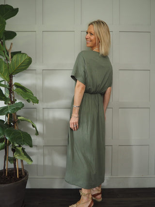 Laura Maxi T-Shirt Dress - Coral, Khaki, Sky Blue, White