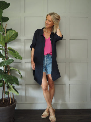 Shakira Shirt/Dress - Khaki, Navy Blue, Sky Blue