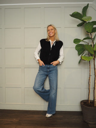 Alfonso Mohair Mix Zip Front Sleeveless Cardigan - Baby Blue, Black, Green