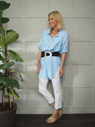 Shakira Shirt/Dress - Khaki, Navy Blue, Sky Blue