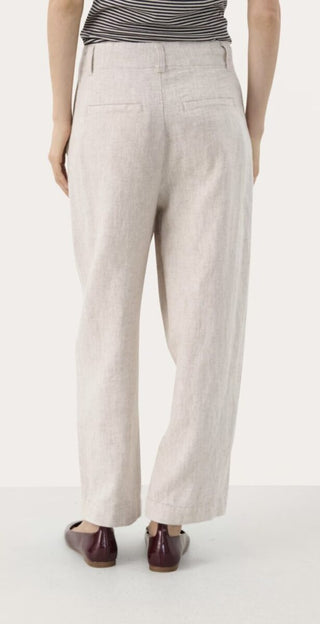 Nettas Linen Mix Trousers by Part Two - Dark Navy Blue, Oatmeal