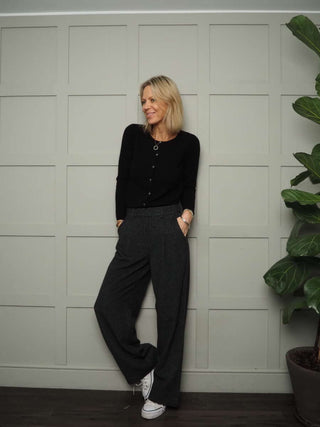 James Cashmere Mix Cardigan with Button Fastenings - Black, Paris Blue and Navy Blue