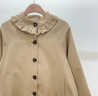 Sarah Jacket with Ruffle Collar and Cuffs - Camel