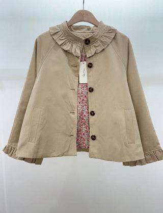 Sarah Jacket with Ruffle Collar and Cuffs - Camel