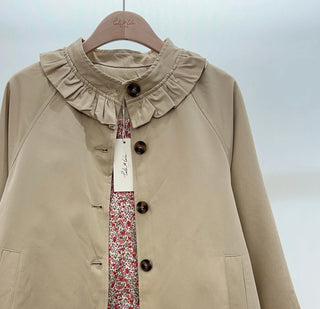 Sarah Jacket with Ruffle Collar and Cuffs - Camel