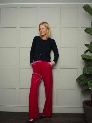 James Cashmere Mix Cardigan with Button Fastenings - Black, Paris Blue and Navy Blue