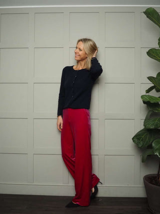 James Cashmere Mix Cardigan with Button Fastenings - Black, Paris Blue and Navy Blue