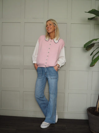 Icklesham Super Soft Sleeveless Cardigan - Baby Pink, Bright Green, Cornflower Blue, Hot Coral, Hot Pink, Navy Blue, Sky Blue