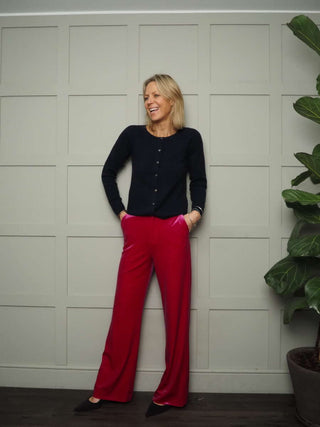 James Cashmere Mix Cardigan with Button Fastenings - Black, Paris Blue and Navy Blue