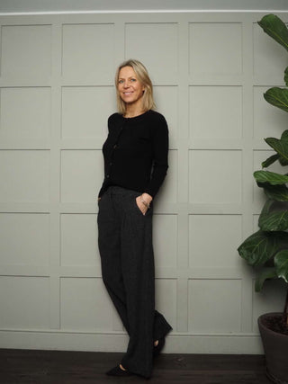 James Cashmere Mix Cardigan with Button Fastenings - Black, Paris Blue and Navy Blue