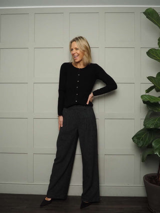 James Cashmere Mix Cardigan with Button Fastenings - Black, Paris Blue and Navy Blue