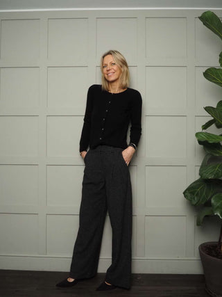 James Cashmere Mix Cardigan with Button Fastenings - Black, Paris Blue and Navy Blue