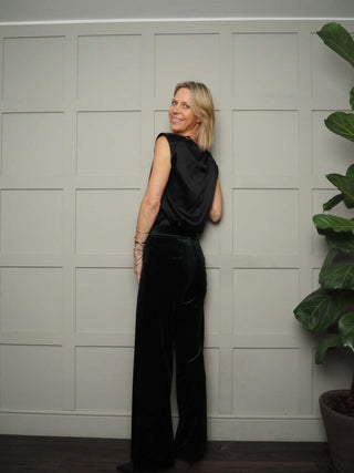 Barri Silk Mix Top - Black, Ivory and Navy Blue