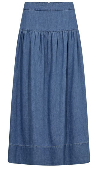 Nellia A Line Denim Skirt by Part Two - Denim Blue