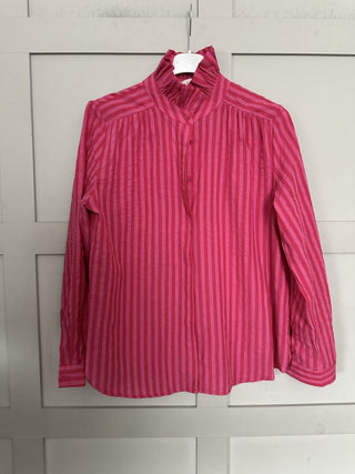 Dallas Blouse with Long Sleeves - Pink Check, Pink Stripe