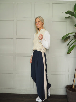 Karlina Pointelle Tank Top by Saint Tropez - Oatmeal