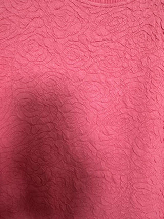 Gandy Round Neck, Long Sleeve Sweatshirt with Rose Textured Pattern by Saint Tropez - Dusty Rose and Navy Blue