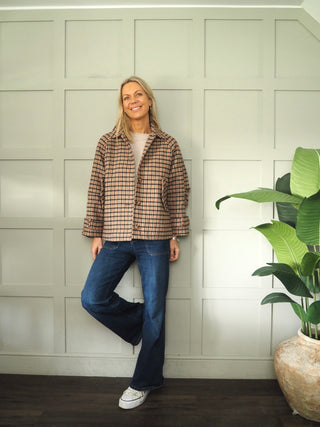 Paris Checked Jacket - Camel/Navy Blue/Red