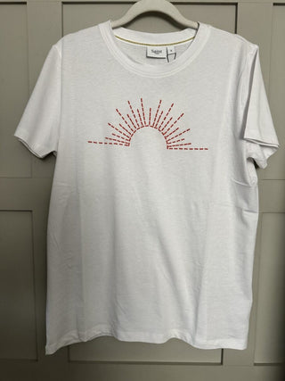Kanva T Shirt with Short Sleeves and Embroidered Sun Motif by Saint Tropez - Off White