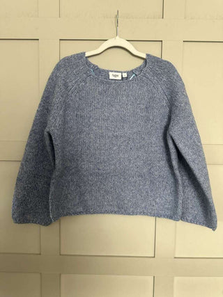 Gaine Round Neck Jumper with Cropped Sleeves by Saint Tropez - Blue, Oatmeal and Pink