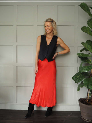 Bunty Classic Pin Stripe Waistcoat With Smart Back Bow Detail - Black