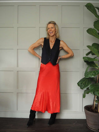 Bunty Classic Pin Stripe Waistcoat With Smart Back Bow Detail - Black