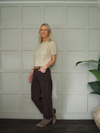 Kelling Carrot Leg Stretch Jeans  - Chocolate, Khaki Green, Navy, Oatmeal, Pink, White