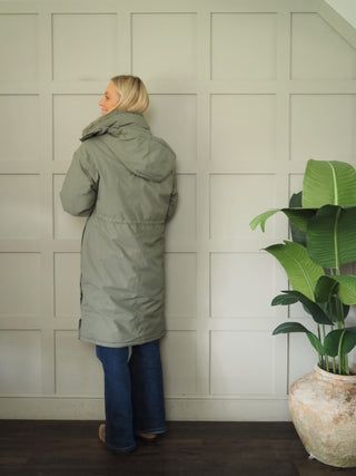 Quinte Coat With Detachable Faux Fur Collar and Hood by Rino &amp; Pelle - Green Ash