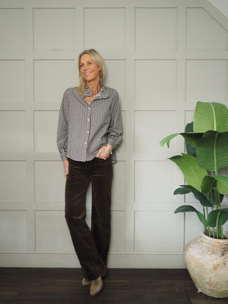 Shoula Corduroy Bootcut Trousers  - Blue/Grey, Camel, Chocolate, Cream