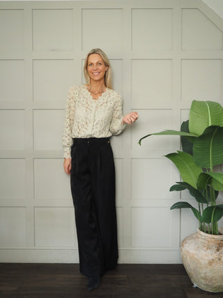 Mimi Lace V Neck Blouse - Black, Ivory, Mocha