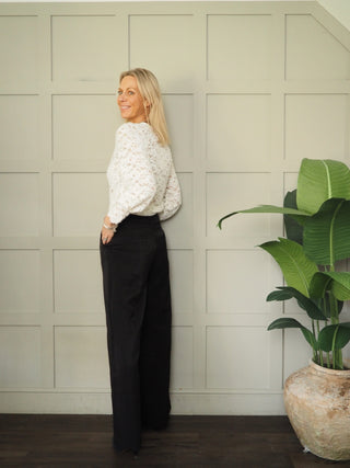 Mimi Lace V Neck Blouse - Black, Ivory, Mocha