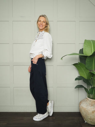 Hempstead Barrel Leg Jeans  - Chocolate, Khaki, Navy Blue